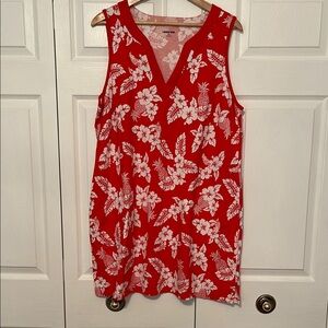 Lands' End Red Floral Swim Coverup 16W